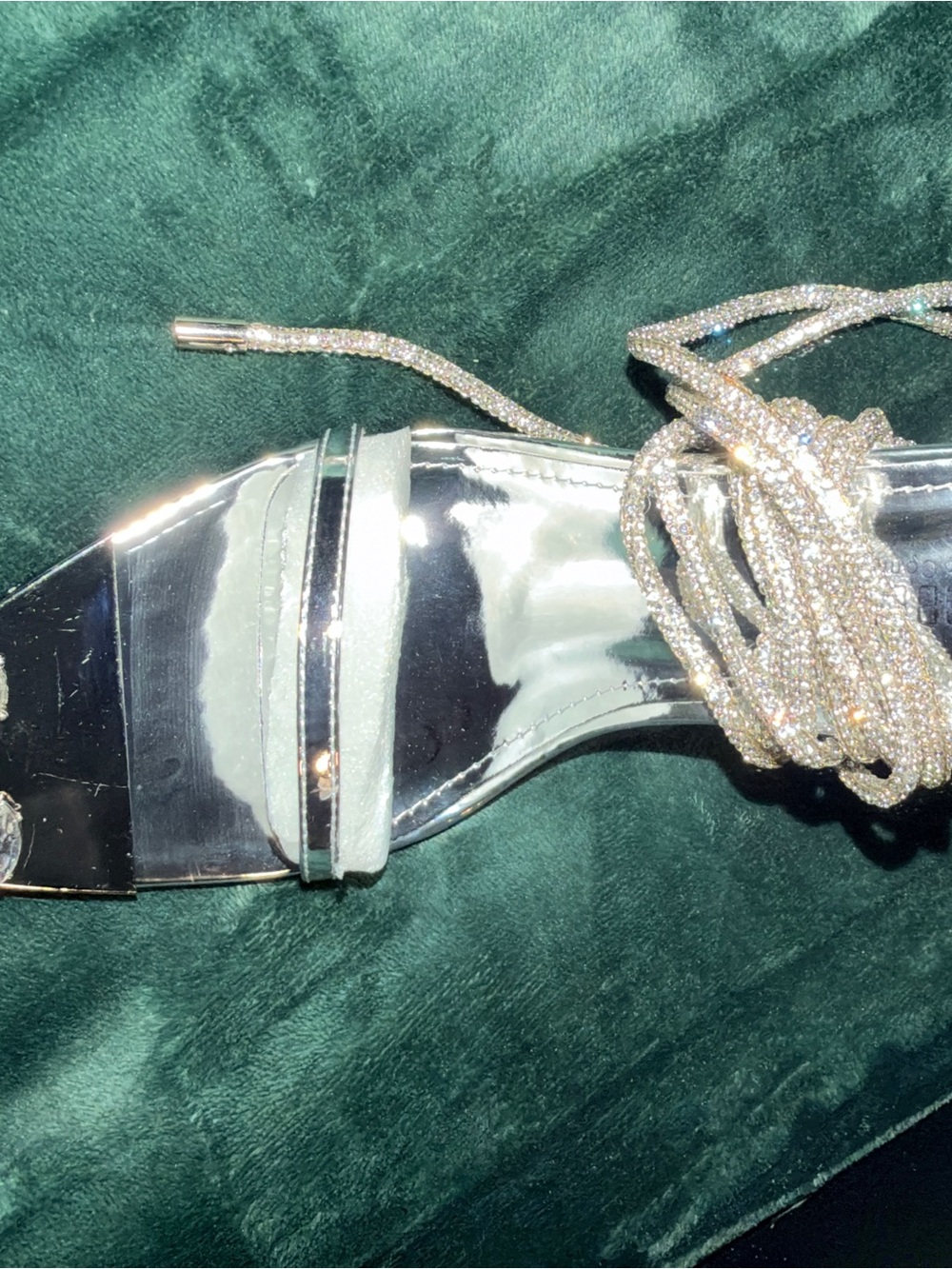 Cape Robbin Silver Jeweled Strappy Pointed Toe Heels - Picture 4 of 6